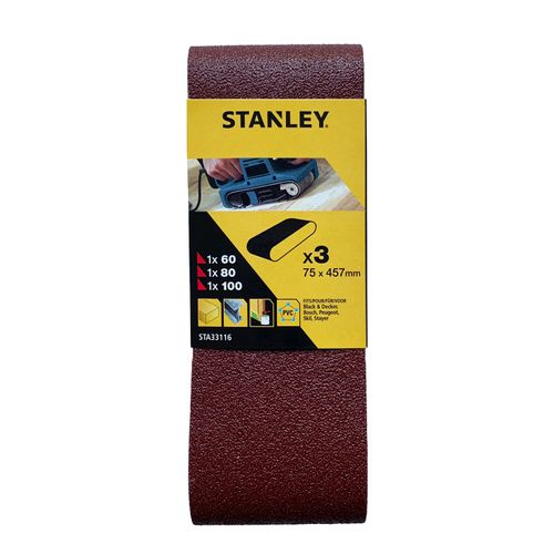 Stanley schuurpapier 457x75mm – 3 stuks